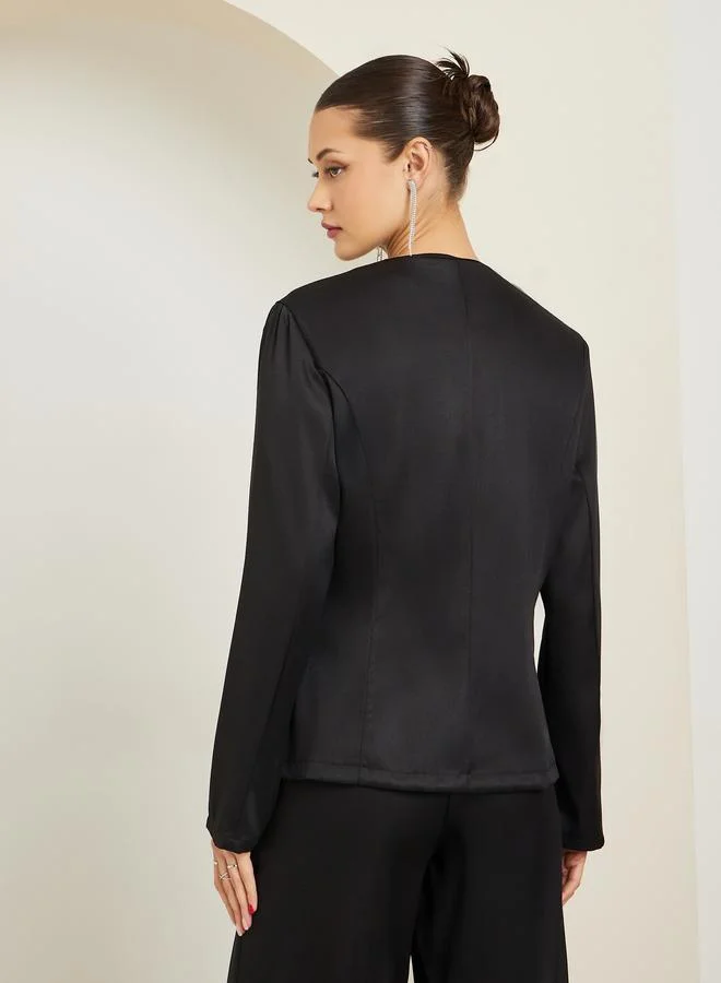 Styli black Women Black Blazer and Wide Leg Pants Co-Ords for Women | Best Price UAE